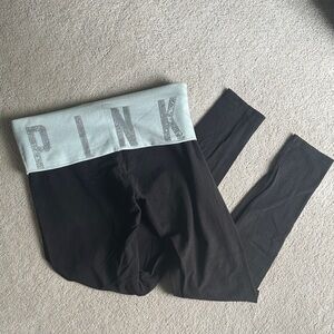 PINK Leggings - light blue and black - size Small